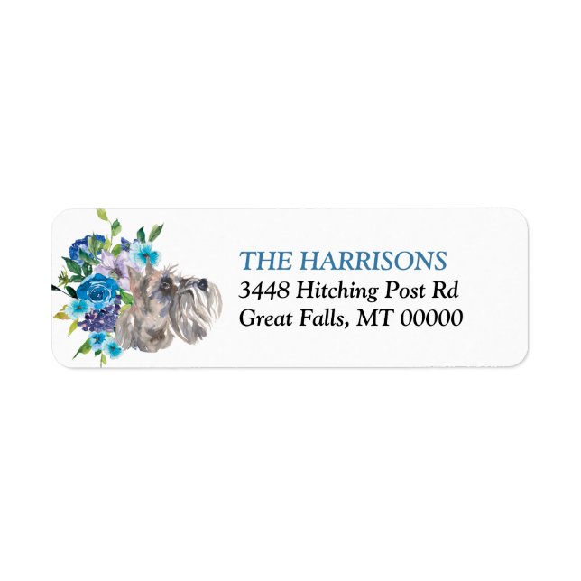 Blue Floral Bouquet Miniature Schnauzer Dog (Vorne)