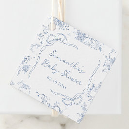 Blue Floral Bow Baby Dusche Geschenkanhänger