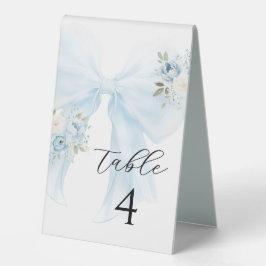 Blue Floral Bow Baby in Bloom Shower Tischnummer Tischaufsteller