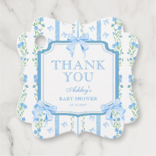 Blue Floral Boy Baby Dusche Danke Geschenkanhänger