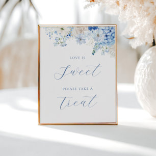Blue Floral Brautparty Liebe ist süß Poster