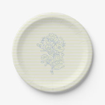Blue Floral Brautparty Paper Dessert Teller