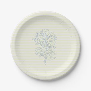 Blue Floral Brautparty Paper Dessert Teller
