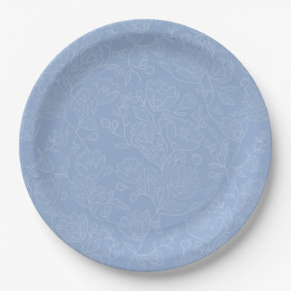 Blue Floral Brautparty Paper Dinner Teller