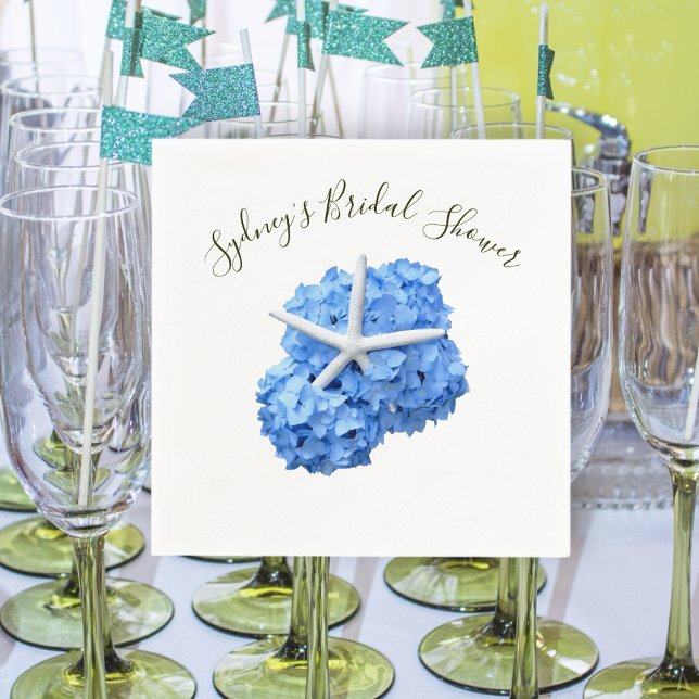 Blue Floral Brautparty Personalisiert Napkins Serviette (Von Creator hochgeladen)