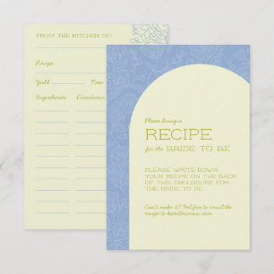 Blue Floral Brautparty Rezeptkarten Begleitkarte