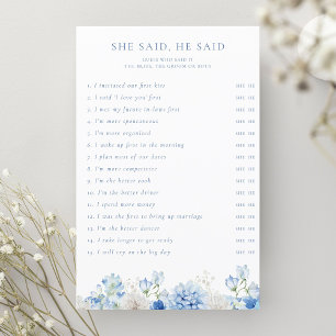 Blue Floral Brautparty Sie sagte, er sagte