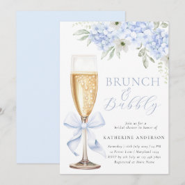 Blue Floral Bridal Brunch Shower Invitation Einladung
