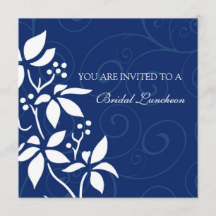 Blue Floral Bridal Luncheon Einladung Karte