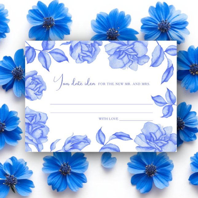 Blue floral Bridal shower Date night ideas Begleitkarte (Von Creator hochgeladen)