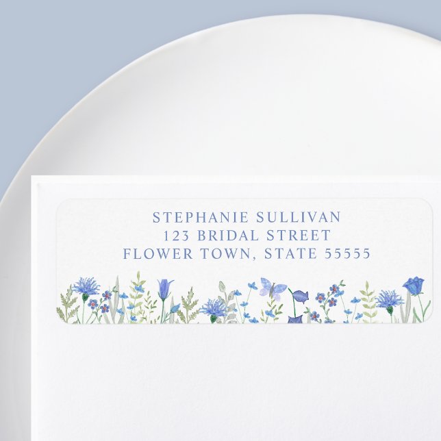  Blue Floral Bridal Shower Return Address (Von Creator hochgeladen)