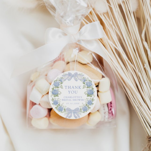 Blue Floral Bridal Tea Party Runder Aufkleber (Von Creator hochgeladen)