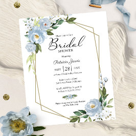 Blue Floral Budget Bridal Dusche Einladung