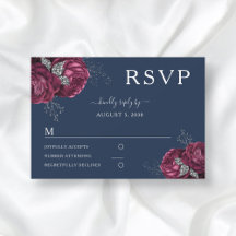 Blue Floral Burgundy Peonies Elegant Wedding