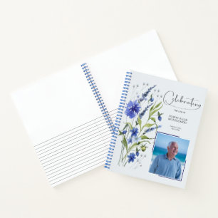 Blue Floral Celebration of Life Funeral Livre d'or