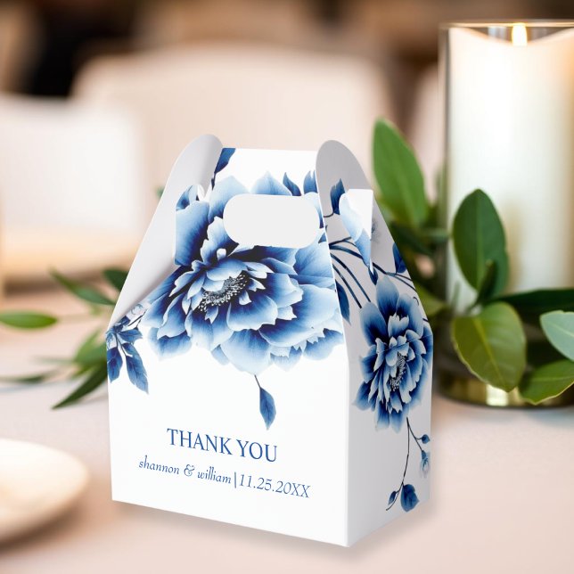 Blue floral Chinoiserie Blume Hochzeit Vielen Dank Geschenkschachtel (Von Creator hochgeladen)