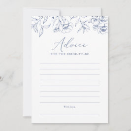 Blue Floral Chinoiserie Brautparty Ratschlag Karte