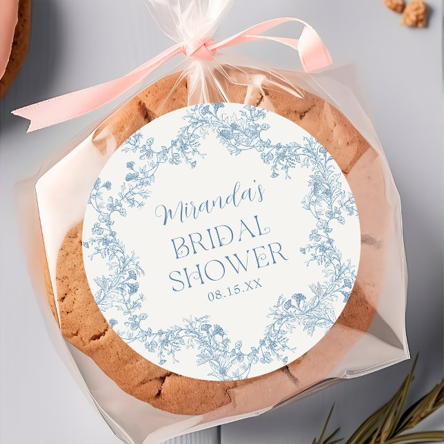 Blue Floral Chinoiserie Brautparty Sticker (Von Creator hochgeladen)