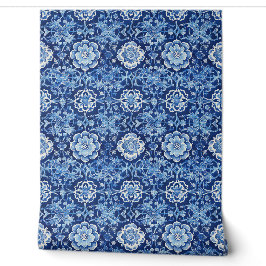 Blue Floral Chinoiserie Muster Tapete