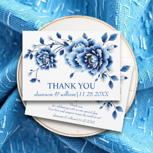 Blue floral Chinoiserie Peonies Hochzeit Vielen Da Dankeskarte