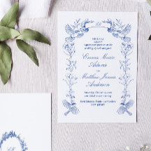 Blue Floral Chinoiserie Wedding