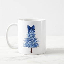 Blue Floral Christmas Tree Kaffeetasse