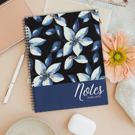 Blue Floral Classy Stilvolle Minimal Notizbuch
