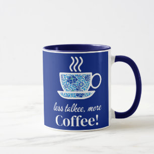 Blue Floral Coffee Cup mit einer spielerischen Bot Tasse