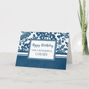 Blue Floral Cousin Geburtstagskarte Karte