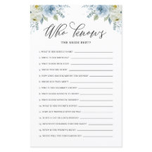 Blue Floral, der das Bride Best Duwer Game kennt