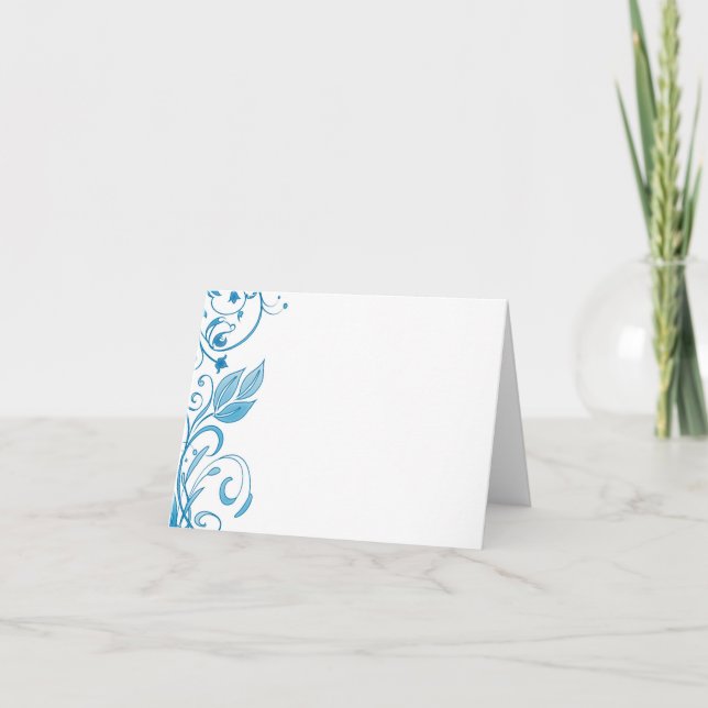 Blue Floral Design Add Your Text Note Card Karte (Vorderseite)