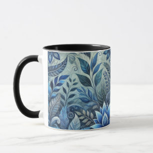 Blue Floral Design Coffee Tasse