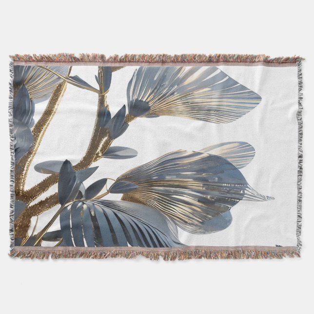 Blue Floral Design Plant Decke (Vorderseite)