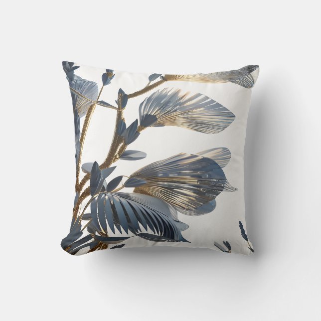 Blue Floral Design Plant Kissen (Vorderseite)