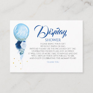 Blue Floral Display Baby Dusche Visitenkarte