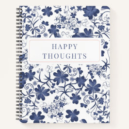 Blue Floral Double Sided Thoughts Journal Notizbuch