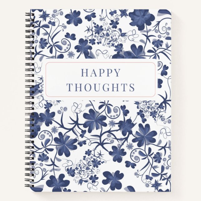 Blue Floral Double Sided Thoughts Journal Notizbuch (Vorderseite)