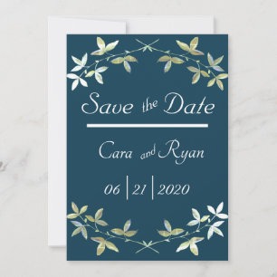 Blue Floral Elegant Einfaches Chic Stilvolle Hochz Save The Date