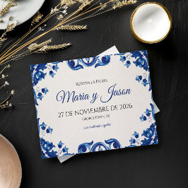 Blue Floral Elegant Fiesta Spanish Wedding Save The Date