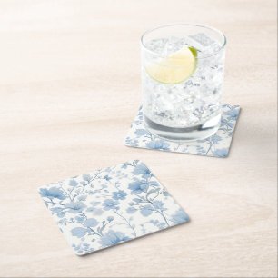 Blue Floral Elegante Whimsical Garden Party Rechteckiger Pappuntersetzer