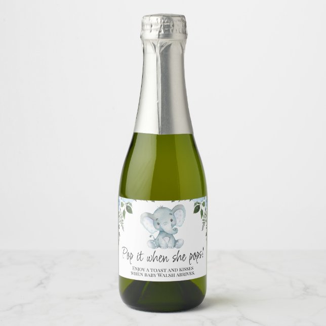 Blue Floral Elepahnt Kinderdusche Pop funkelt (Vorderseite)