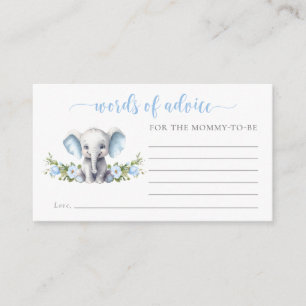 Blue Floral Elephant Babydusche Worte der Beratung Begleitkarte