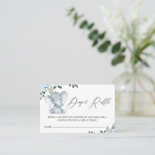 Blue Floral Elephant Diaper Umschließungskarte Visitenkarte