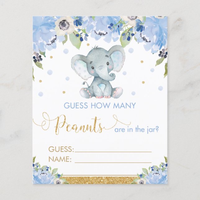 Blue Floral Elephant schätzt wie viele Erdnüsse sp (Vorderseite)