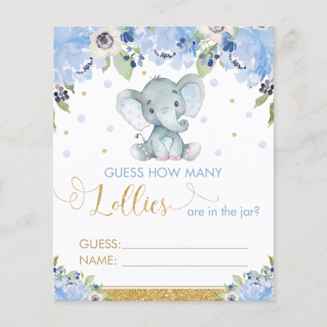 Blue Floral Elephant schätzt, wie viele Lollen spi (Vorderseite)
