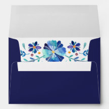 Blue Floral Fiesta Wedding Envelope
