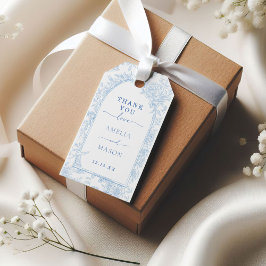 Blue Floral Frame Wedding Vielen Dank Tag Geschenkanhänger