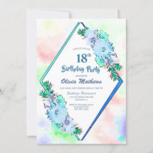 Blue Floral Geometric 18. Geburtstagsparty