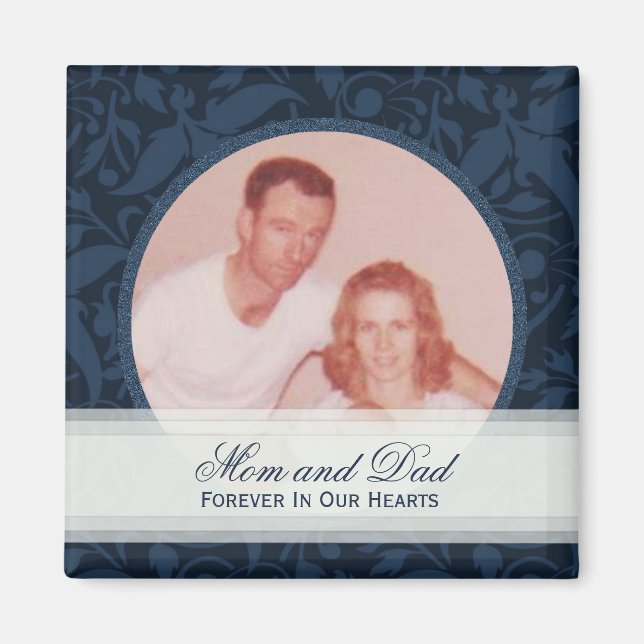 Blue Floral Gerahmt: Memorial: Bildermagazin Magnet (Vorne)