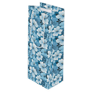 Blue Floral Gift Bag Geschenktüte Für Weinflaschen